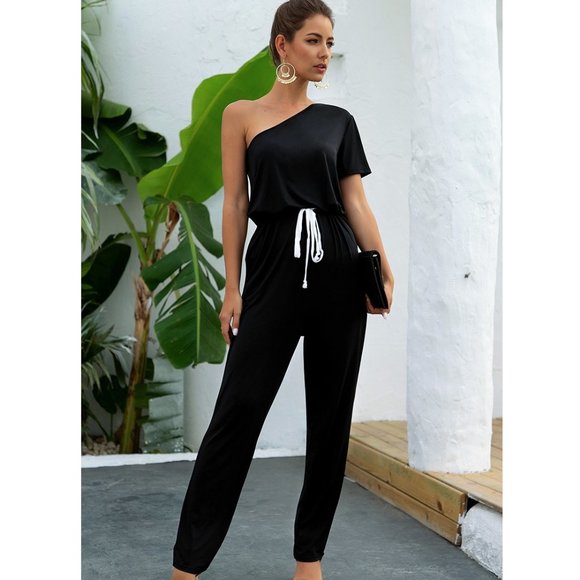 one side off shoulder jumpsuit